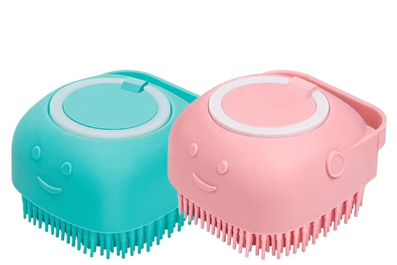 Sheddless Pet Bathing and Massage Brush with Shampoo Dispenser