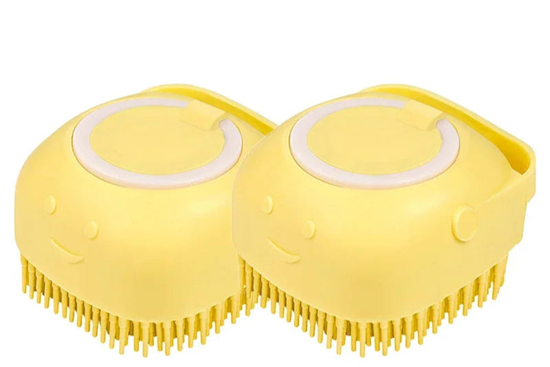 Sheddless Pet Bathing and Massage Brush with Shampoo Dispenser 