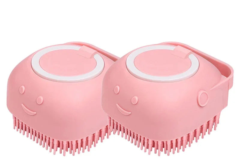 Sheddless Pet Bathing and Massage Brush with Shampoo Dispenser 