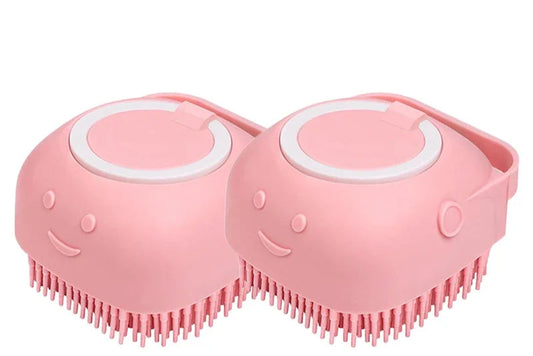 Sheddless Pet Bathing and Massage Brush with Shampoo Dispenser 