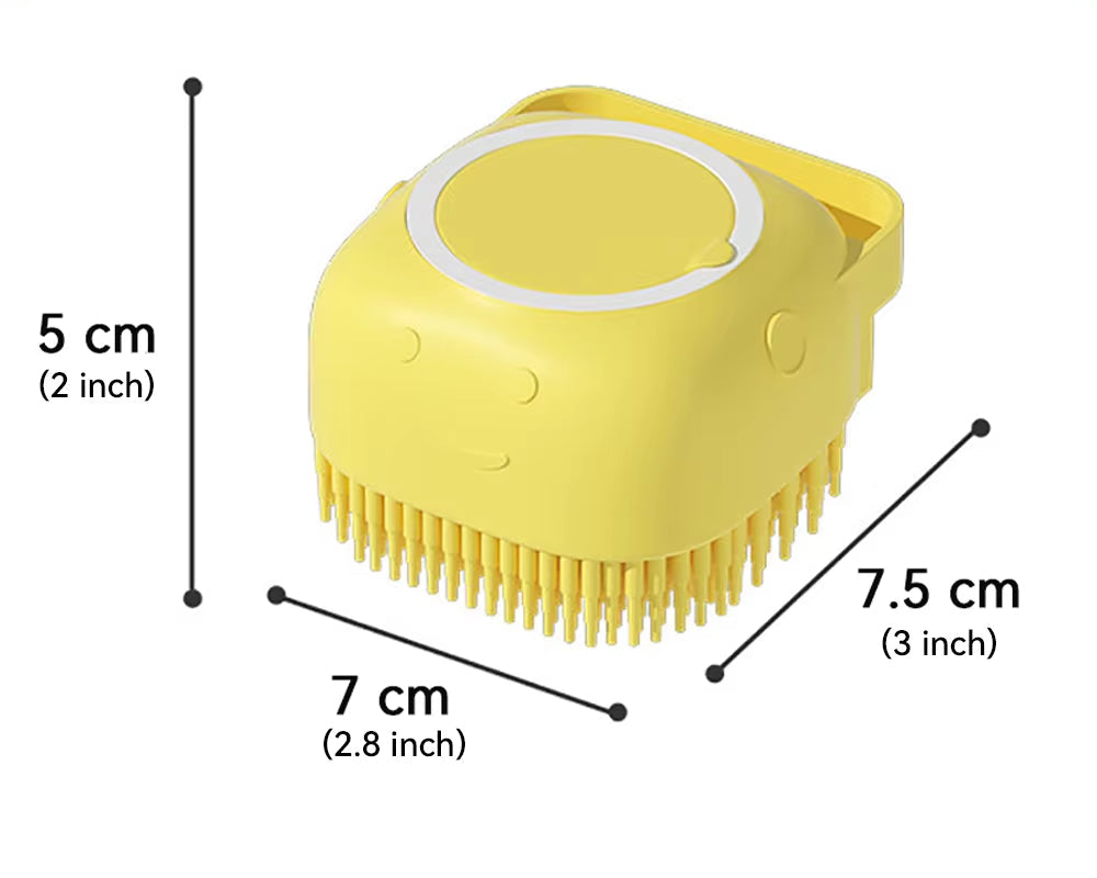 Sheddless Pet Bathing and Massage Brush with Shampoo Dispenser 