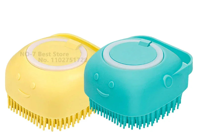 Sheddless Pet Bathing and Massage Brush with Shampoo Dispenser 