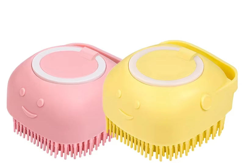 Sheddless Pet Bathing and Massage Brush with Shampoo Dispenser 