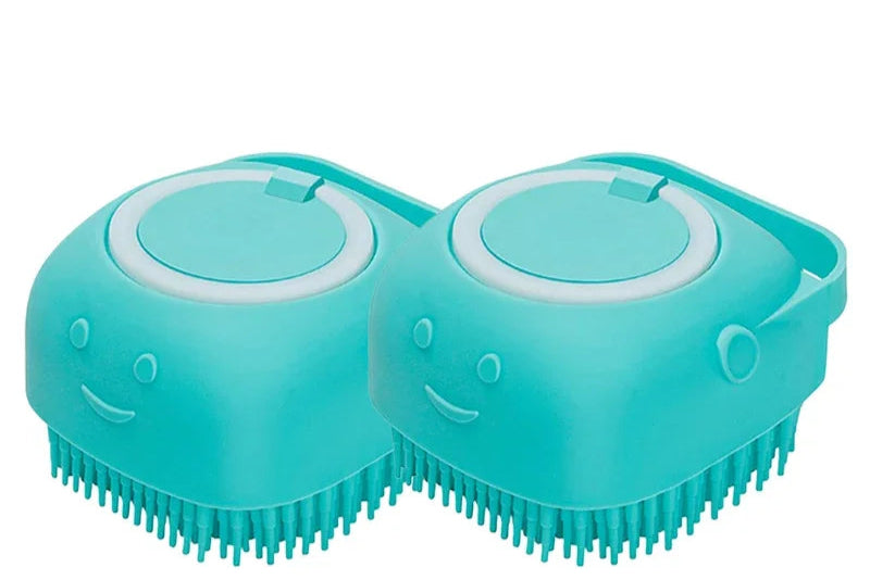 Sheddless Pet Bathing and Massage Brush with Shampoo Dispenser 